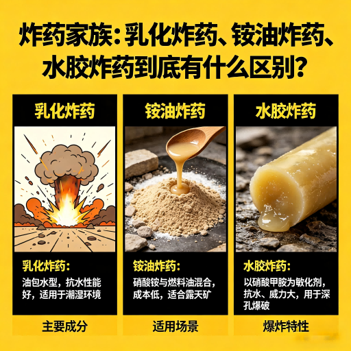 札达炸药家族：乳化炸药、铵油炸药、水胶炸药到底有什么区别？